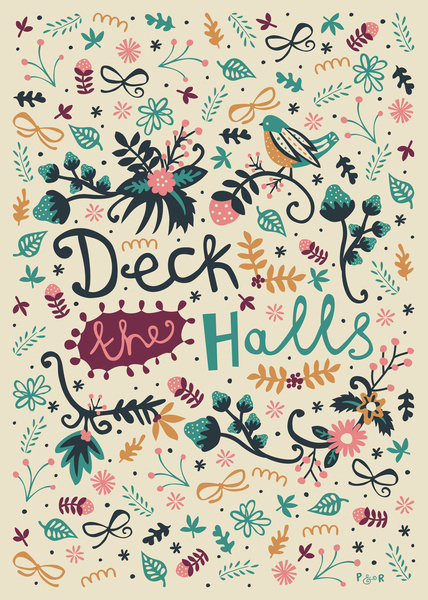 Deck the Halls Art Print #poppy red