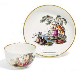 Cup and saucer with rural scenes. Fulda #Sets #Teasets #Porcelainsets #Antiqueplates #Plates #Wallplates #Figures #Porcelainfigurines #porcelain