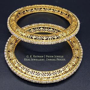 18k Gold and Diamond Bangle Pair with 12 cent diamonds - gold diamond polki kundan meena jadau jewellery