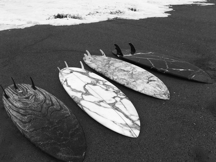 installation at alexander wang's soho flagship store features five marble surfboards #marble