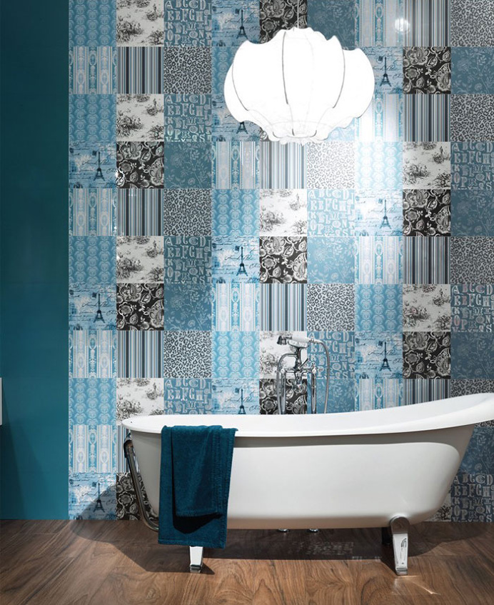Great Colour Trend in Bathroom Wallcovering - #bath, #interior, #decor, #wallcoverings, #walls, #walldecor