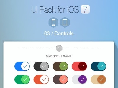 UI Pack for iOS 7 Please check full Preview: http://goo.gl/ln4k6A #controls #ios7 #button #ui #switches #segment #tabs
