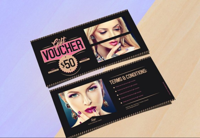 Fashion Gift Voucher Template and Mockup