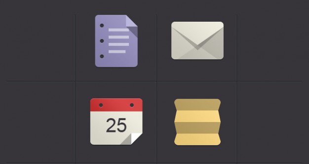 Minimalist flat icon set Free Psd. See more inspiration related to Design, Icon, Icons, Flat, Flat design, Minimalist, Flat icon, Icon set, Set and Horizontal on Freepik.