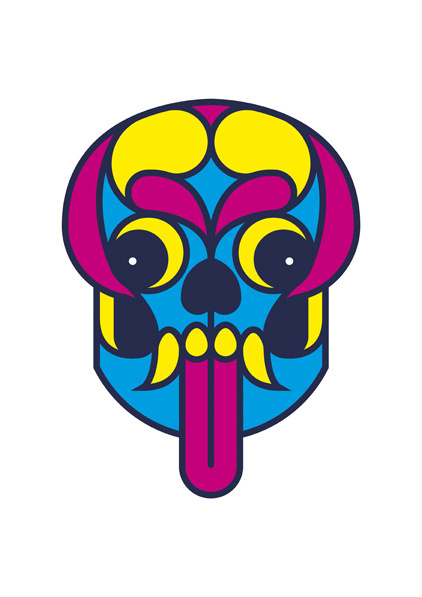 Urban tribal masks - Calavera by Adria Molins #urban #pasting #geometry #tribe #fluorescent #illustrator #design #mandril #calavera #masks #wheat #adriamolins #barcelona #street #tongue #art #face #animal #molins #skull