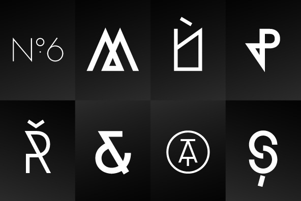 TJ Evolette A - Designed by 26plus #blackwhite #icon #symbols #geometric #type #typography