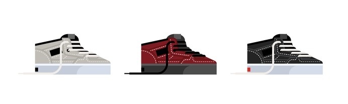 Skate Shoes of the 90s – Vans Half Cab by Nathan Manire #clothes #retro #icons #theme #illustration #vintage #design #skateboarding #nostalgia #geometric #symbols #series #footwear #flat #shoes #collection #ui #90s #fashion #ephemera #simple #vans