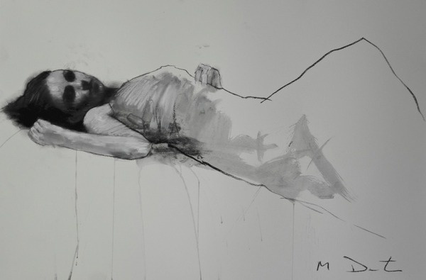 Study for waterfalling, pastel #outline #screech #balck