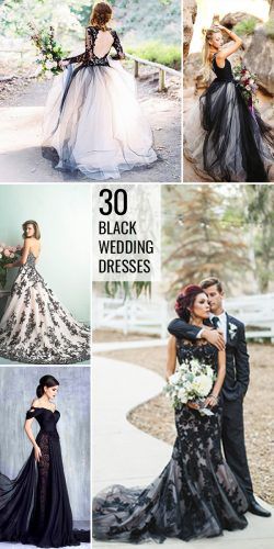 black wedding dresses and gowns collage
