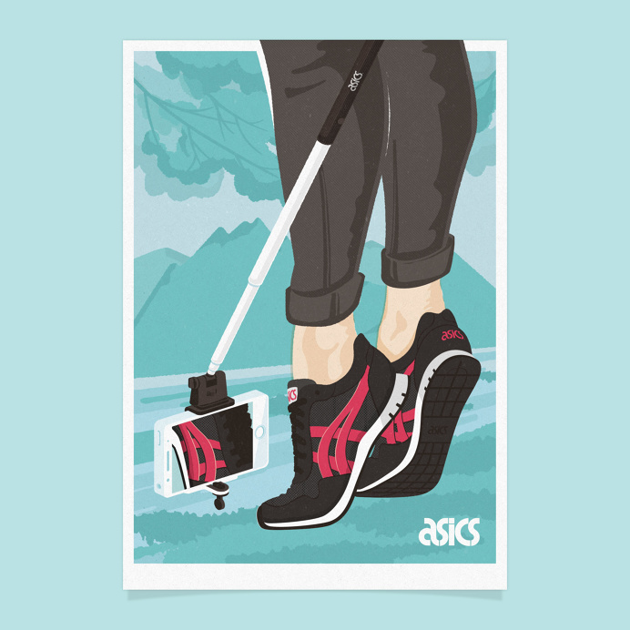 ASICS poster campaign #illustration #sneakers #asics #selfie #poster