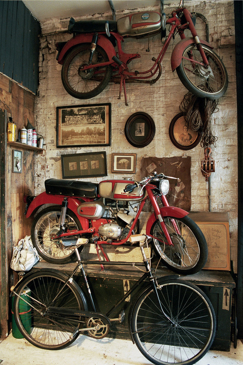 Motorcycles #brick #wall #bicycle #motorcycles