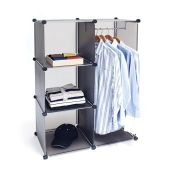 This cube closet organizer is designed based on a rearrangeable grid system. You can combine multiple systems to fit nearly any space! #design #home #product #furniture #industrial