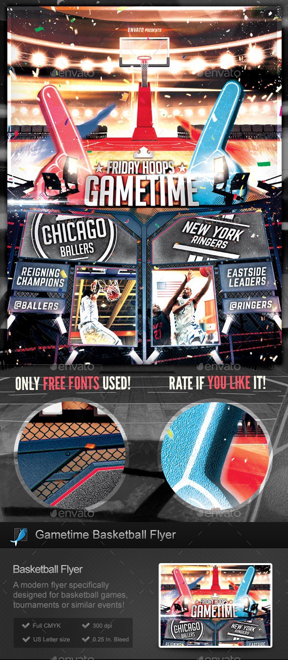 Basketball Gametime - Tournament Flyer Template - Sports Events