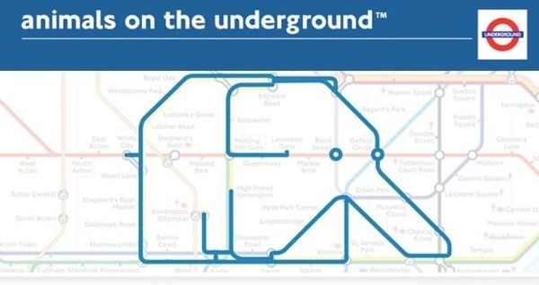 Animais no metro de Londres #underground #london #map #elephant #animals #fun