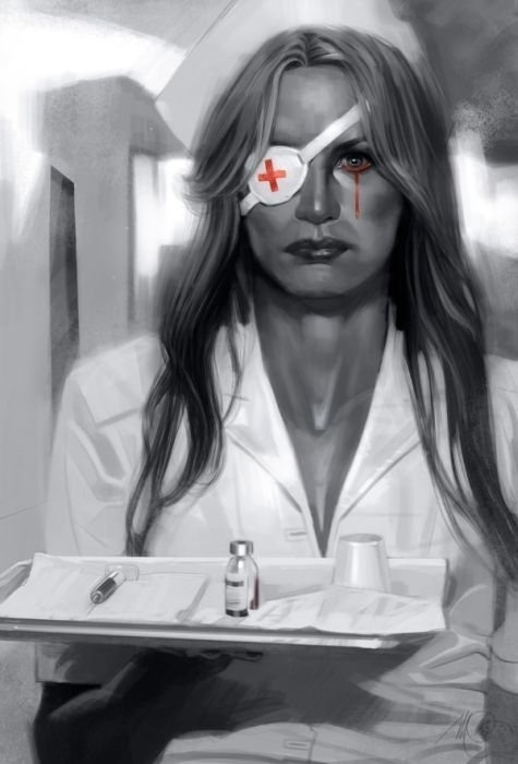 Portraits Inspired by Great Films by Massimo Carnevale - Wall to Watch #fatale #nurse #hannah #bill #driver #blonde #tarantino #kill #film #femme #daryl #poison