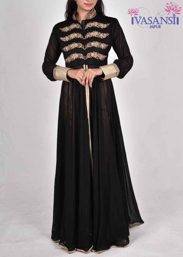 Vasansi Black Georgette Kurta Set