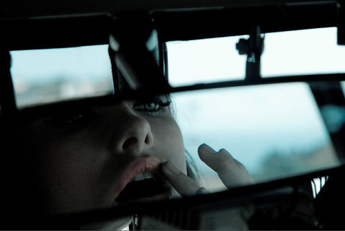 rear view, mirror, lipstick