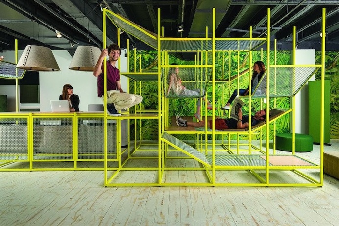 The BuzziJungle is a metal structure used for lounging and by its design it shows that where formality is necessary this structure provides