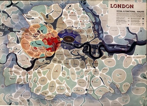 Map of London ... Social and Functional Analysis 1943 #london #blobs #map