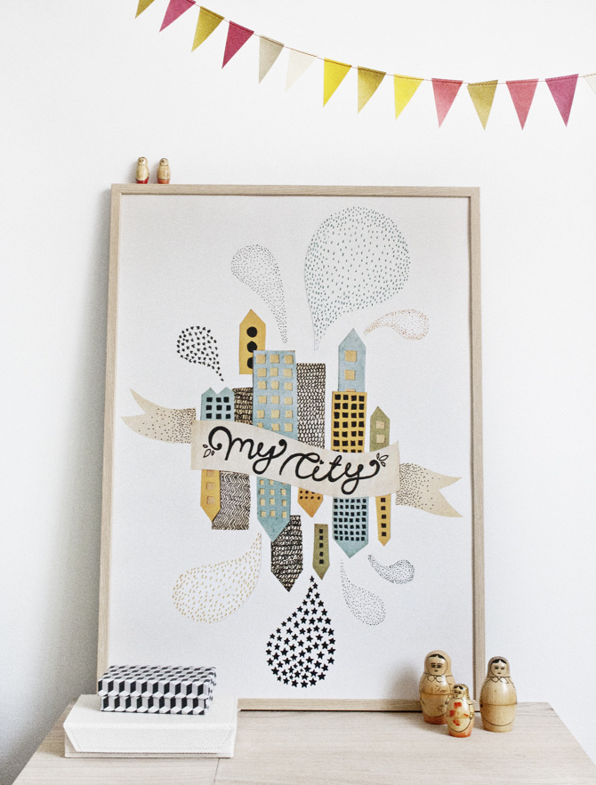 #nordic #design #graphic #illustration #danish #simple #nordicliving #living #interior #kids #room #poster #city #town #houses