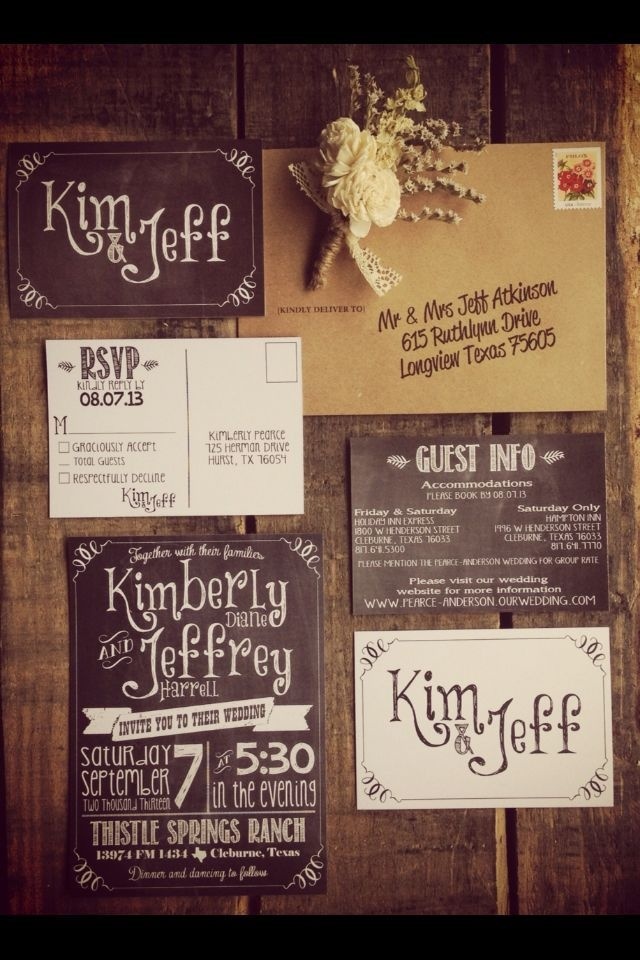 Chalkboard-style wedding invitations. Could be used #card #wedding #invitaions #typography