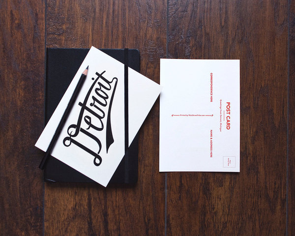 Letterpress Detroit Postcard by DetroitWoodTypeCo on Etsy #post #detroit #lettering #card #letterpress #vintage #postcard