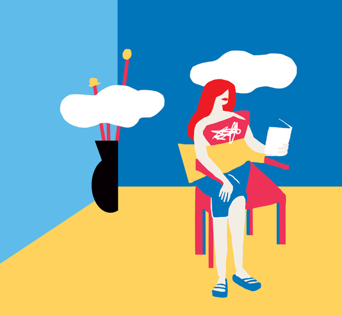 Reading #fitza #illustration #room #simple #minimal