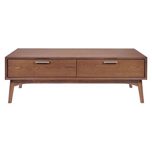 2-Drawer Wood Veneer Coffee Table in Walnut