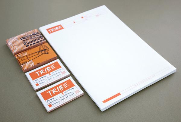 Tribe Aron Vellekoop León #business #card #print #orange #head #letter #stationery