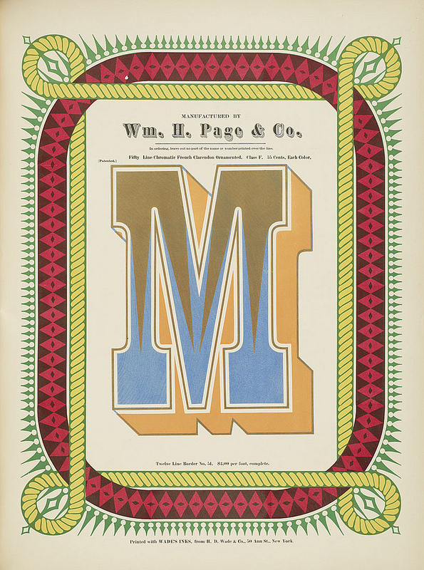 Specimens of chromatic wood type, borders 1874 [via Columbia U] (M) French Clarendon ornamented type #chromatic #print #wood #type #decorative #typography