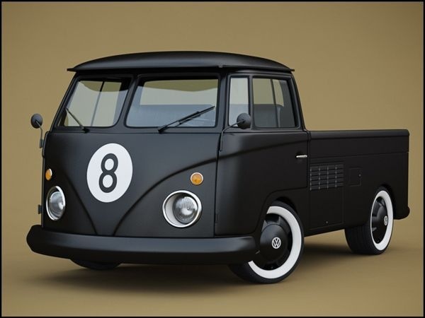vw, bus, black, custom, truck, 8