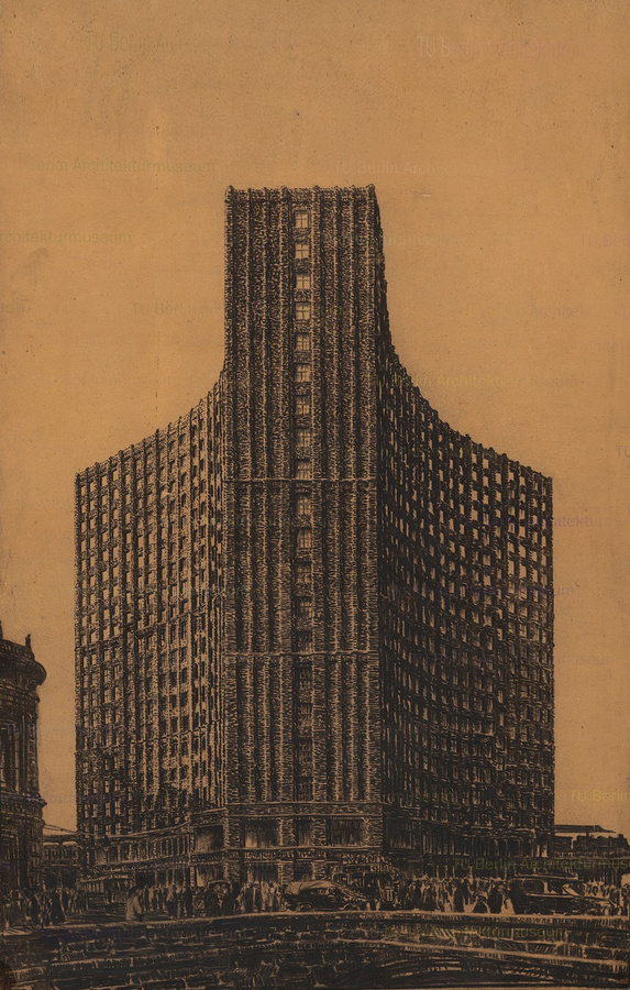 Competition entry for a highrise in Berlin (1922), Hans Poelzig #highrise #1920 #project