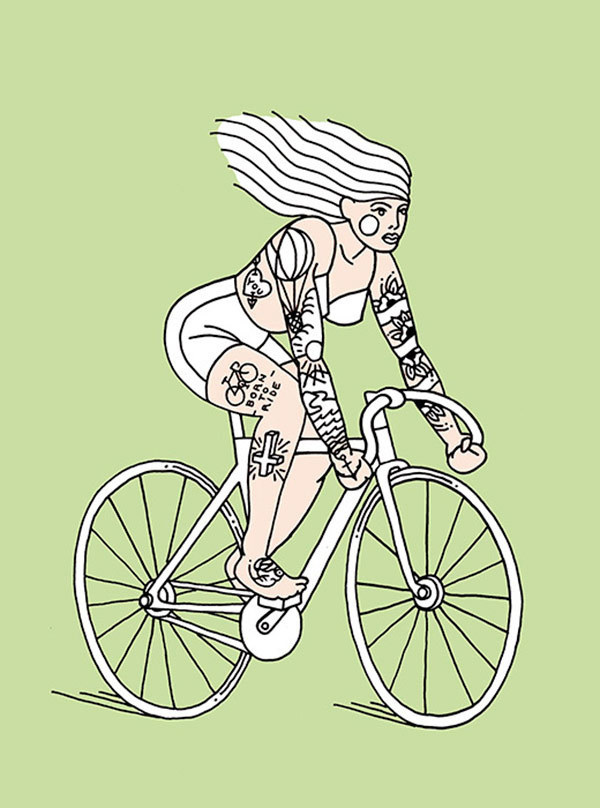 Grace Garcia Salcedo - Girls on wheels #illustration #tattoo #bike