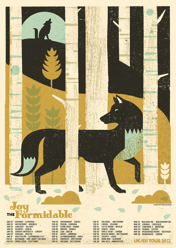 JOY FORMIDABLE TOUR POSTER Telegramme #screenprint #poster #music #joy #formidable #telegramme
