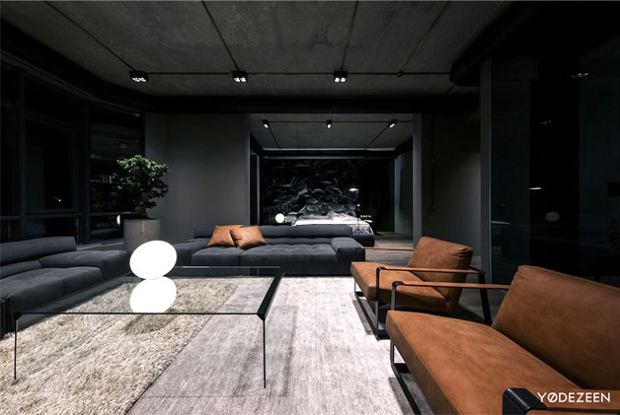 Trendy Dark Bachelor Apartment by YoDezeen - InteriorZine