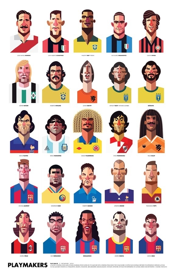 Famous Football Playmaker Illustration #heads #soccer #illustration #football #futbol