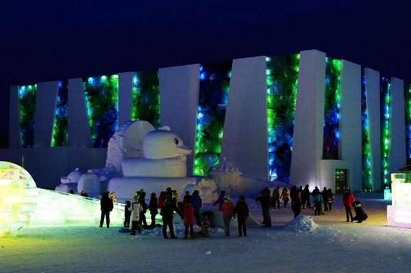 illuminated glacier village at the 2014 harbin ice festival #harbin ice festival