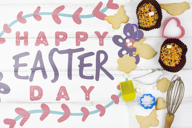 Happy easter day Free Psd. See more inspiration related to Flower, Mockup, Heart, Template, Bird, Butterfly, Typography, Spring, Celebration, Happy, Font, Holiday, Mock up, Easter, Drawing, Religion, Rabbit, Egg, Painting, Calligraphy, Lettering, Cookie, Traditional, View, Up, Day, Top, Top view, Biscuit, Cultural, Tradition, Sprinkles, Mock, Mold, Seasonal, Beater and Paschal on Freepik.