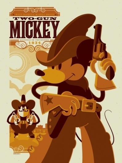 Mondo: The Archive | Tom Whalen Two Gun Mickey, 2011 #http #wwwmondoarchivecom