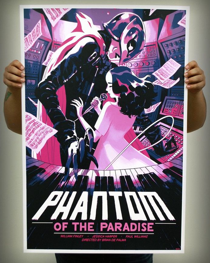 PHANTOM OF THE PARADISE, privately commissioned 7 color screen print on pearlescent paper. APs on sale 2/21.