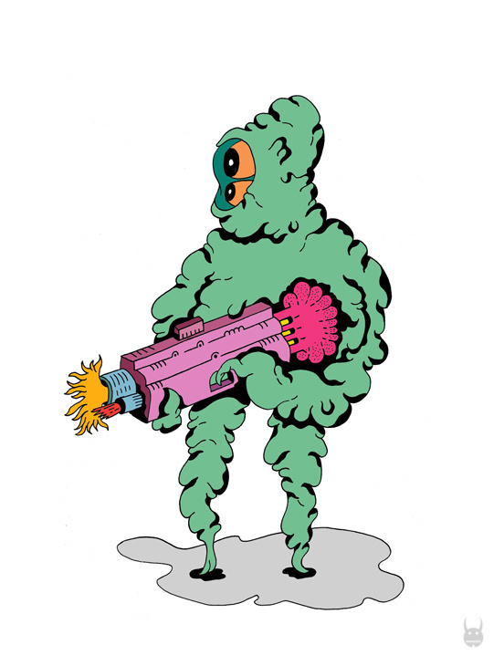Digital illustration #weapon #digital #illustration #art #monster #green