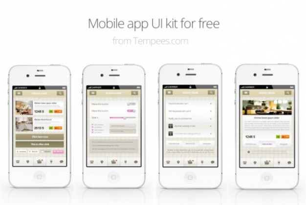 White app ui kit for mobile Free Psd. See more inspiration related to Mockup, Mobile, Iphone, White, App, Ui, Psd, Mobile app, Ui kit, Horizontal and Kit on Freepik.