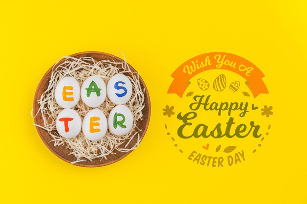 Happy easter day Free Psd. See more inspiration related to Mockup, Ribbon, Template, Spring, Celebration, Happy, Holiday, Flat, Mock up, Easter, Drawing, Religion, Egg, Traditional, View, Up, Happy easter, Day, Top, Top view, Eggs, Nest, Flat lay, Cultural, Tradition, Painted, Mock, Seasonal, Easter day, Lay, Paschal and Painted egg on Freepik.