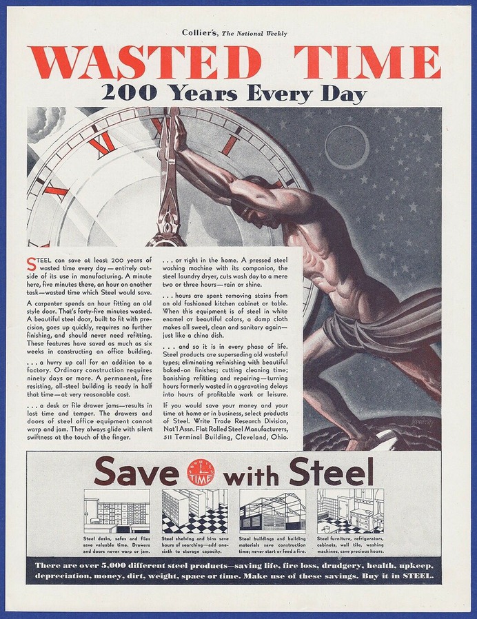 Original Vintage 1931 SAVE WITH STEEL Workers RARE Art Decor Print Ad 1930's | eBay