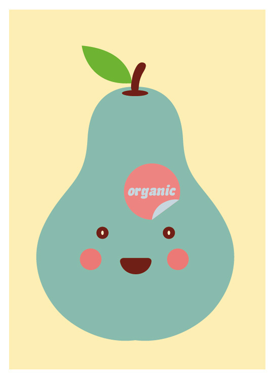 My Pear Love Organic, by GH Yeoh #inspiration #creative #pear #design #graphic #illustration #cute #organic