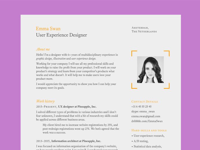 Swan Resume - Free Clean Elegant Resume Template