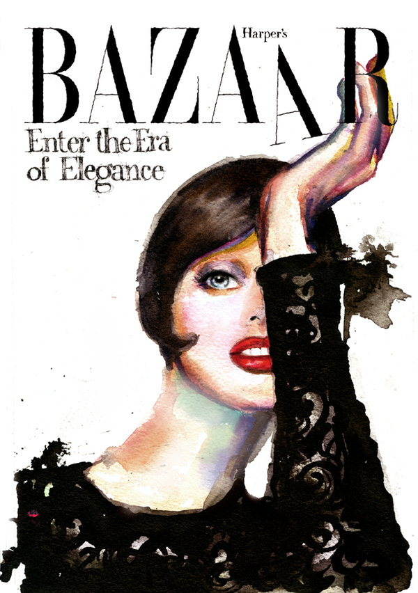 fashion illustration by Marcela Gutierrez #magazine #cover #illustration #fashion #watercolor #bazaar #sketch