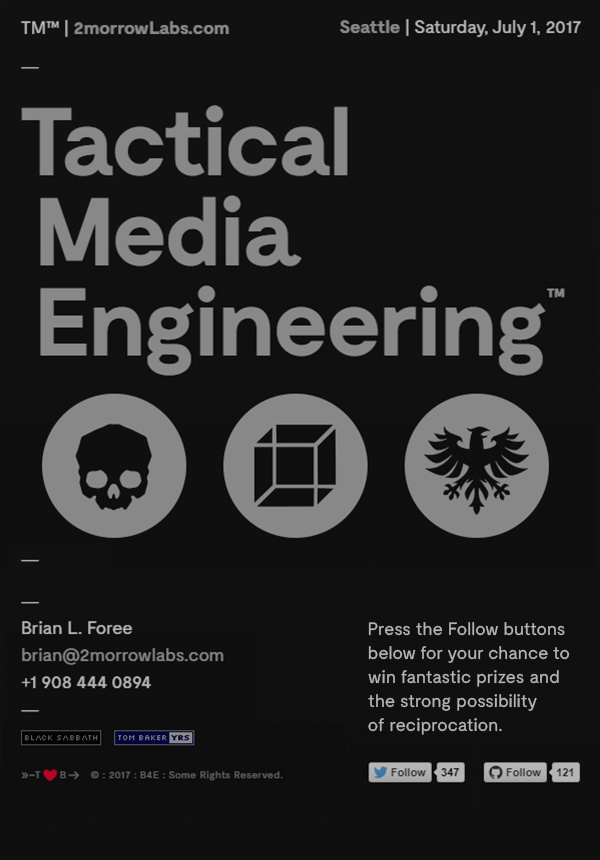 Portrait-oriented tablet screen | Tactical Media Engineering™ | © 2017 Brian Foree