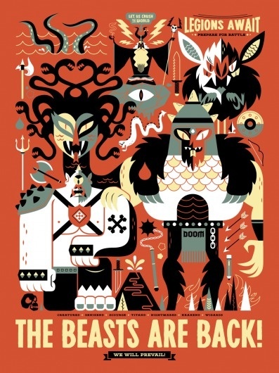 Dribbble - beasts_18x24_FINAL_DRBL.png by Christopher Lee #monsters #illustration