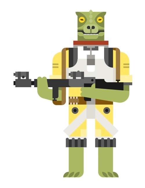 A third Star Wars bounty hunter illustration: Bossk,Â the fierce Trandoshan warrior whose name means #illustration #wars #star